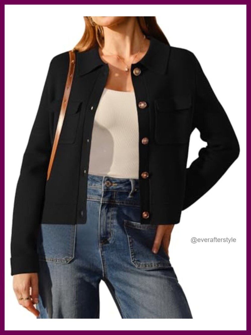 Wool Blend Cropped Sweater Cardigan Jacket Collared Button Up